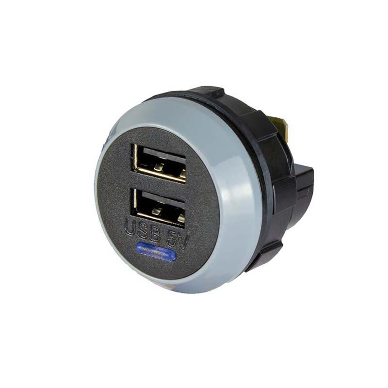 Azimutusb Cargador USB Doble redondeado